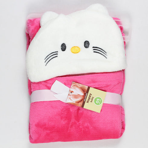 HAPPY BABY Cat Pink Hooded Blanket