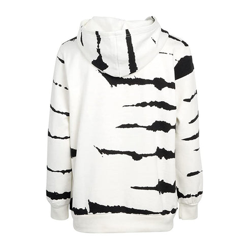 HAWK Black Print White Boys Cotton Fleece Hoodie