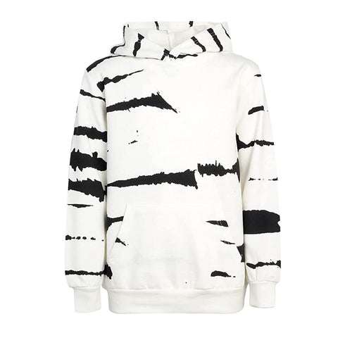 HAWK Black Print White Boys Cotton Fleece Hoodie
