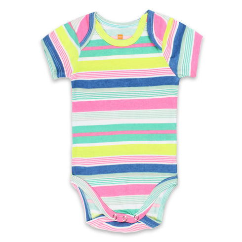 HEMA Pink And Yellow Multi Striped Cotton Romper 3 Piece Bundle