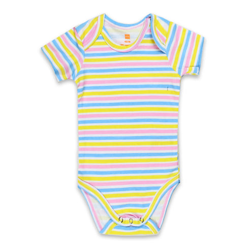 HEMA Pink And Yellow Multi Striped Cotton Romper 3 Piece Bundle