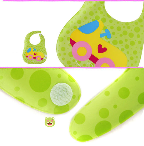 Car Green Polka Print Print Plastic Bib