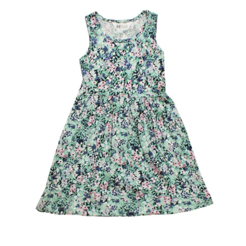 HnM All Over Flower Print green Girls Cotton 2 piece Set