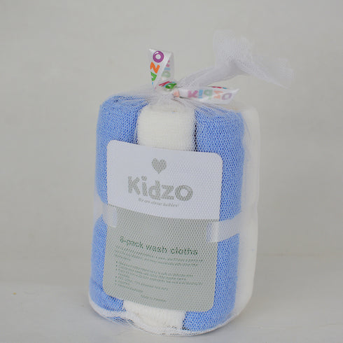 KIDZO Blue And White 8 Piece Wash Cloths