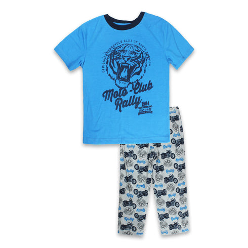 JOE Tiger Face Blue Boys Cotton 2 Piece Night Suits