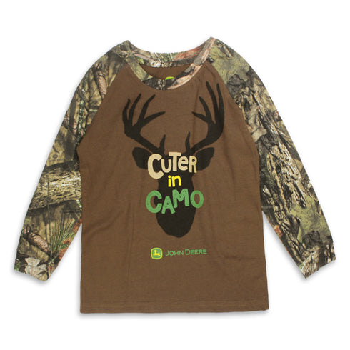 JOHN DEERE Cuter In Camo Brown Boys Cotton T shirt
