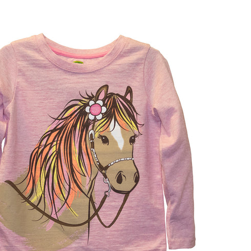 JOHN DEERE Horse Pink Girls Cotton T shirt