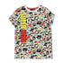 JUSTICE LEAGUE All over Cartoon Print White Boys Cotton T shirt Yellow Short2 Piece Set