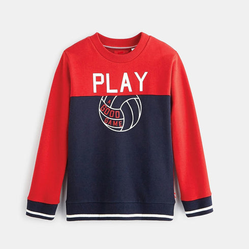 KIABI Play Ball Blue And Red Boys Cotton Terry Sweat Shirt