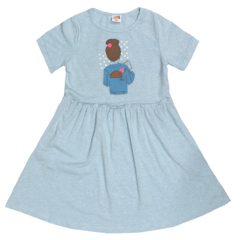 KIDS Girls Print Blue Girls Cotton Dress