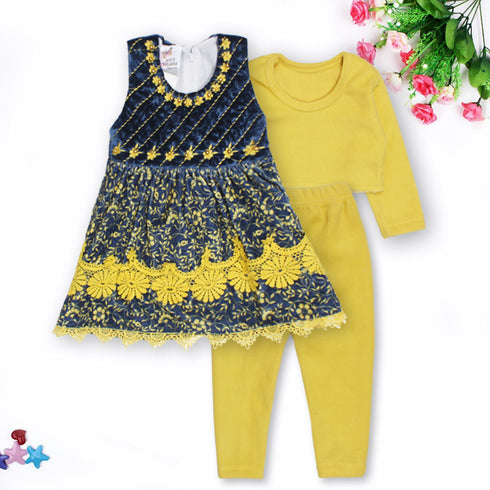 KIDZ PARADISE Flower Print Yellow Girls Dress