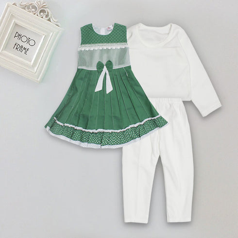 Kidz Paradise Green Girls Cotton 3 Piece Set