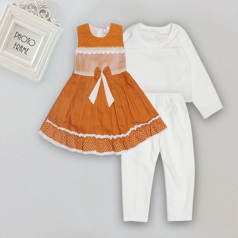 Kidz Paradise Orange Girls Cotton 3 Piece Set