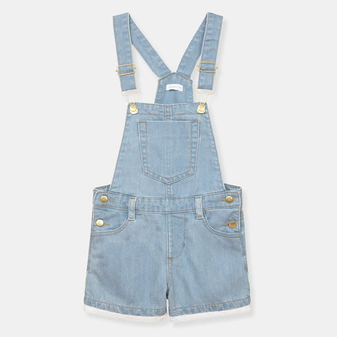 (Minor B) LANIDOR Bottom Lace Light Blue Girls Short Denim Dungaree