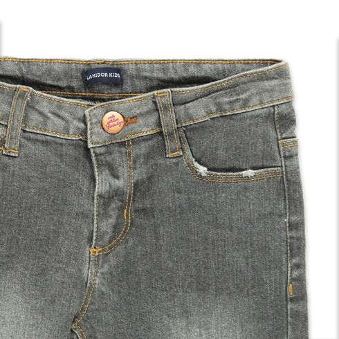 LANIDOR KIDS Sand Washed Girls Grey Denim Jeans