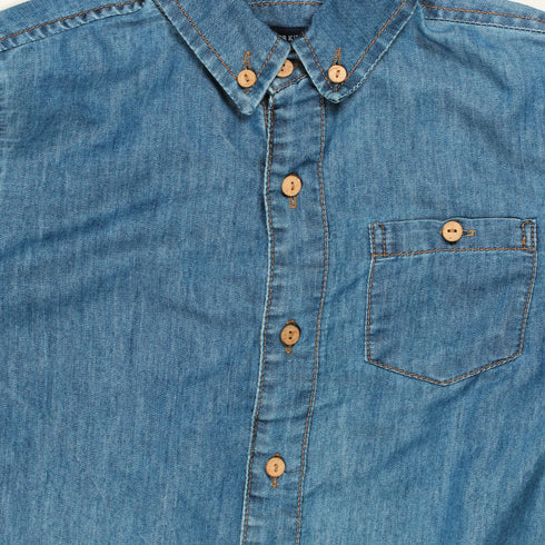 LANIDOR Pocket Blue Boys Denim Shirt