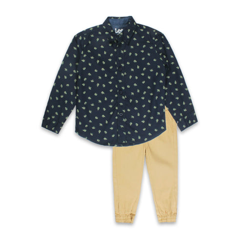 LEE All Over Bear Blue Boys Cotton 2 Piece Set