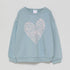 LEFTIES Love Heart Blue Girls Cotton Terry Sweat Shirt