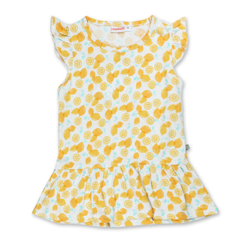 LIEGELIND All Over Lemon White Girls Cotton Dress