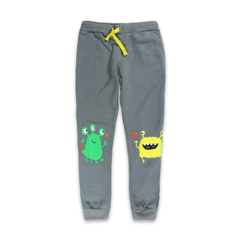 LITTLE KIDS Monster Grey Boys Cotton Terry Trouser