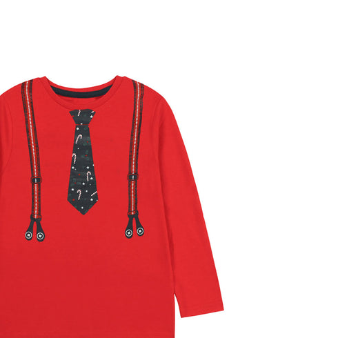 LITTLE KIDS Tie Print Red Boys Cotton T shirt