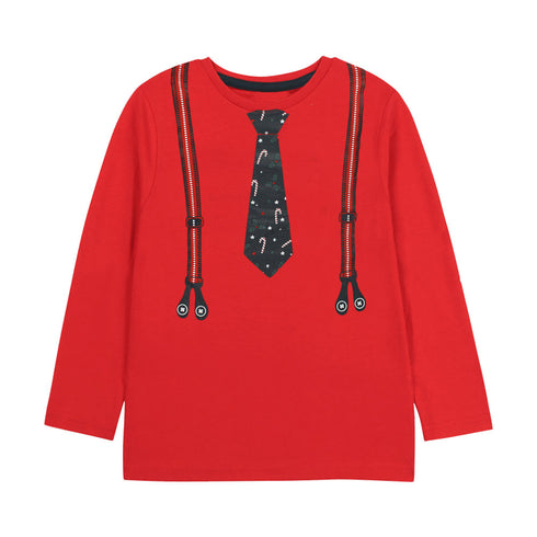 LITTLE KIDS Tie Print Red Boys Cotton T shirt