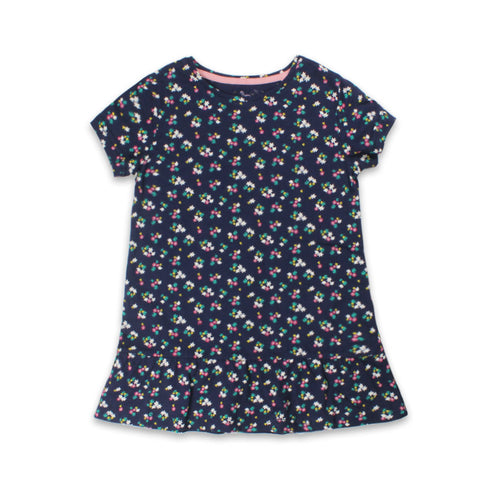 LUPILU All Over Flower Blue Girls Cotton Dress Yellow Legging_2 Piece Set