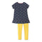 LUPILU All Over Flower Blue Girls Cotton Dress Yellow Legging_2 Piece Set