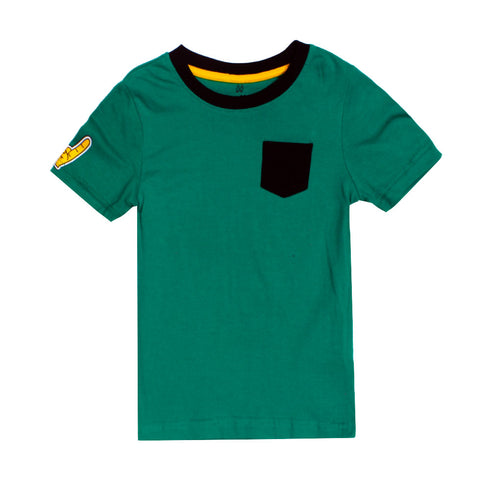 LUPILU Front Pocket Green Boys Premium Cotton Tshirt