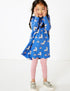 M And S All Over Unicorn Blue Girls Cotton Dress