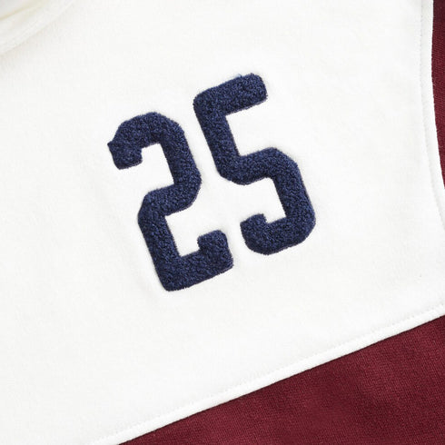 MANGO Maroon And White Boys Cotton Terry Hoodie