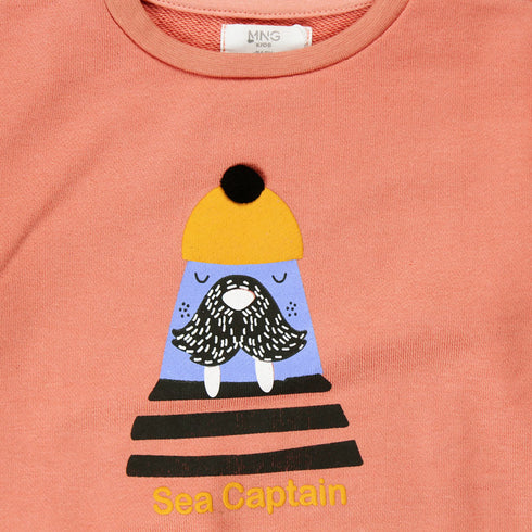 MANGO Sea Captain Pink Unisex Cotton Sweat Shirt