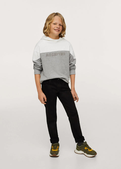 MANGO Grey And White Boys Cotton Hoodie