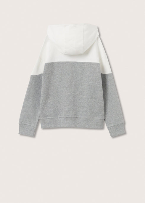 MANGO Grey And White Boys Cotton Hoodie