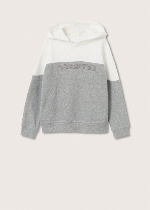 MANGO Grey And White Boys Cotton Hoodie