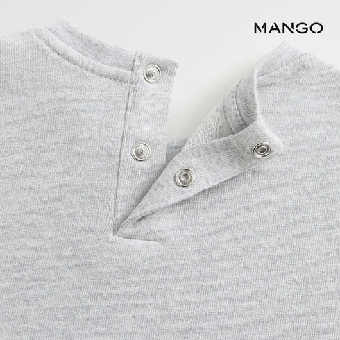 MANGO Pocket Grey Unisex Cotton Terry Sweat Shirt