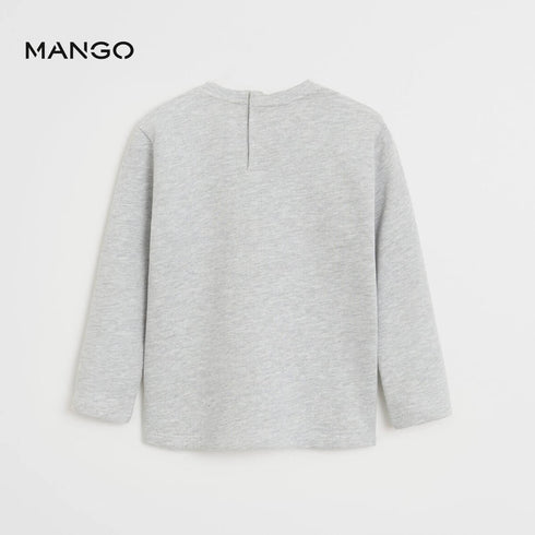 MANGO Pocket Grey Unisex Cotton Terry Sweat Shirt