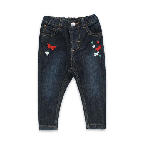 MAX Embroidery Butterfly Blue Girls Denim Jeans