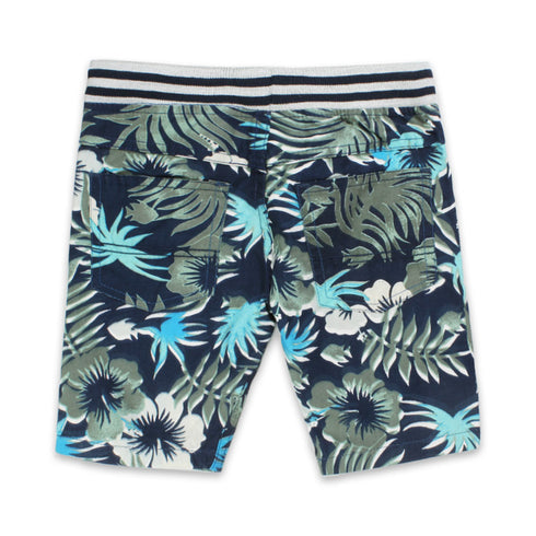 MAYORAL All Over Leaf Flower Elastic Blue Boys Cotton Shorts