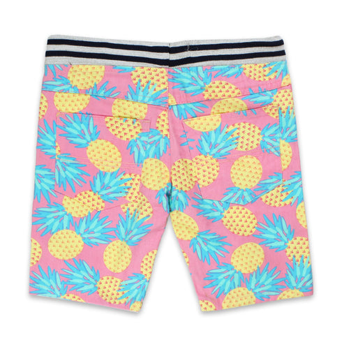 MAYORAL All Over Pineapple Elastic Pink Boys Cotton Shorts