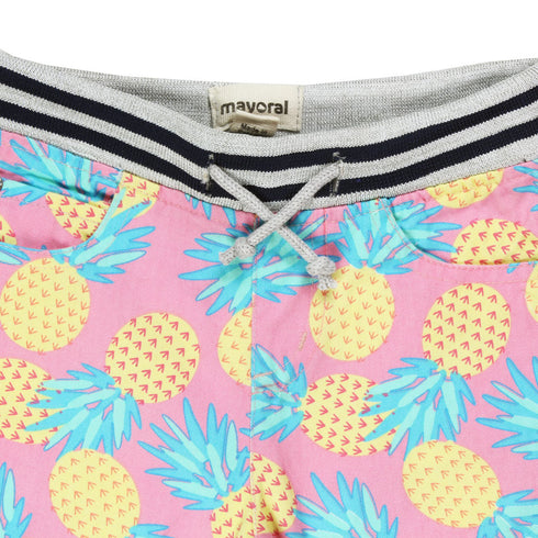 MAYORAL All Over Pineapple Elastic Pink Boys Cotton Shorts