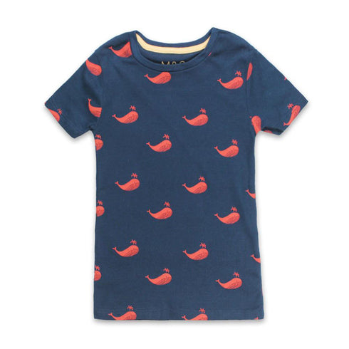 M And S All Over Fish Blue Boys Cotton T shirt 2 Piece Set