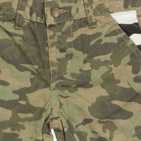 MINOTI Camouflage Print Green Boys Cotton Denim Shorts