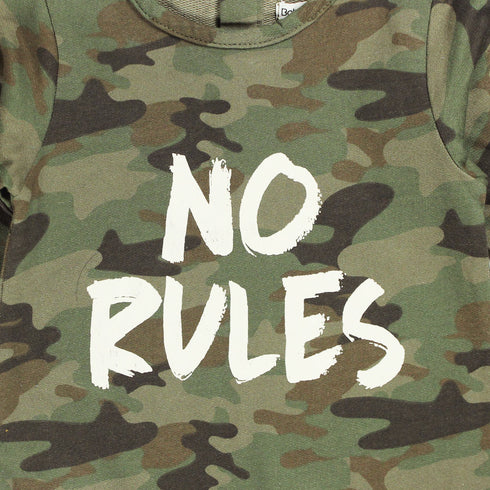 Babaluno No Rules Camouflage Green Boys Cotton Terry Body Suit