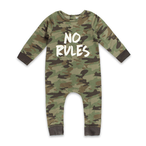 Babaluno No Rules Camouflage Green Boys Cotton Terry Body Suit