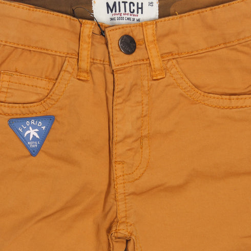 MITCH Slim Fit Orangish Boys Cotton Pants