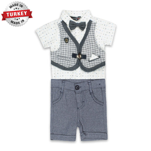 MIXBABI Blue Boys Cotton Romper 2 Piece Set