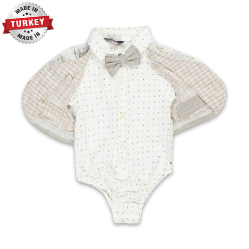 MIXBABI Brown Boys Cotton Romper 2 Piece Set