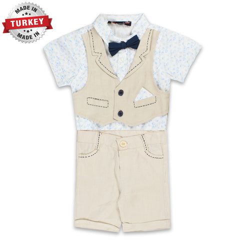 MIXBABI Light Brown Boys Cotton Romper 2 Piece Set