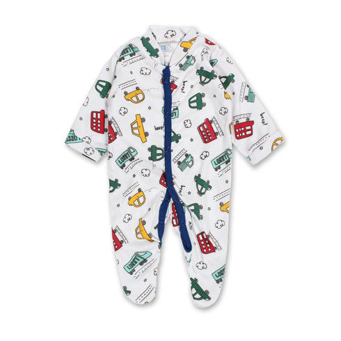 MOTHERCARE Red Stripes All Over Cars Print 3 Piece Body Suit